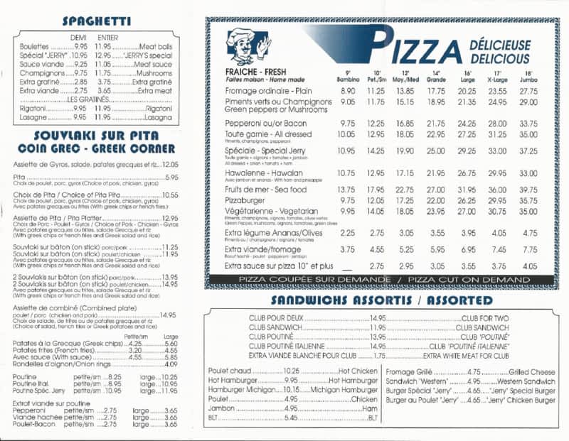 Jerry's menu